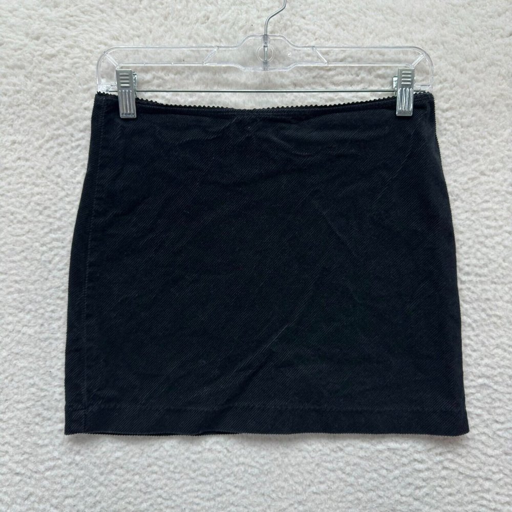 Y2K Vintage Espirit Corduroy Mini Skirt 4 26 S Small Black Boho Fairy Grunge